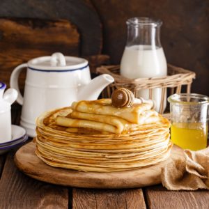 Stack of crepes for breakfast