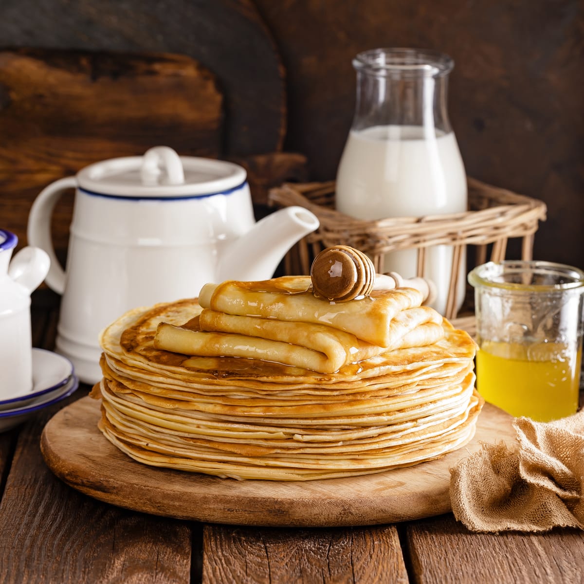 Stack of crepes for breakfast