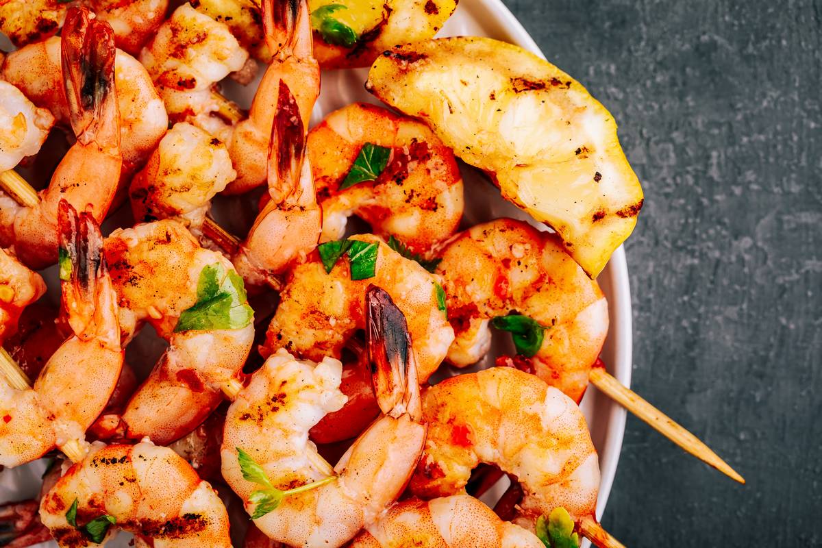 Sweet chili shrimp skewers