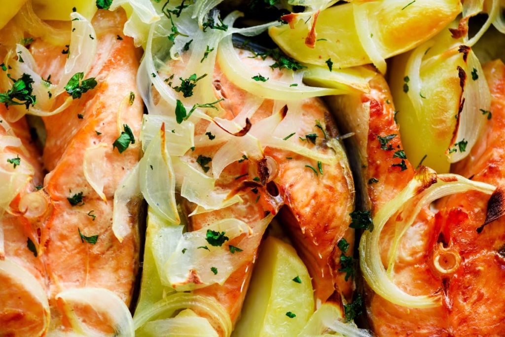 Smoked salmon gratin