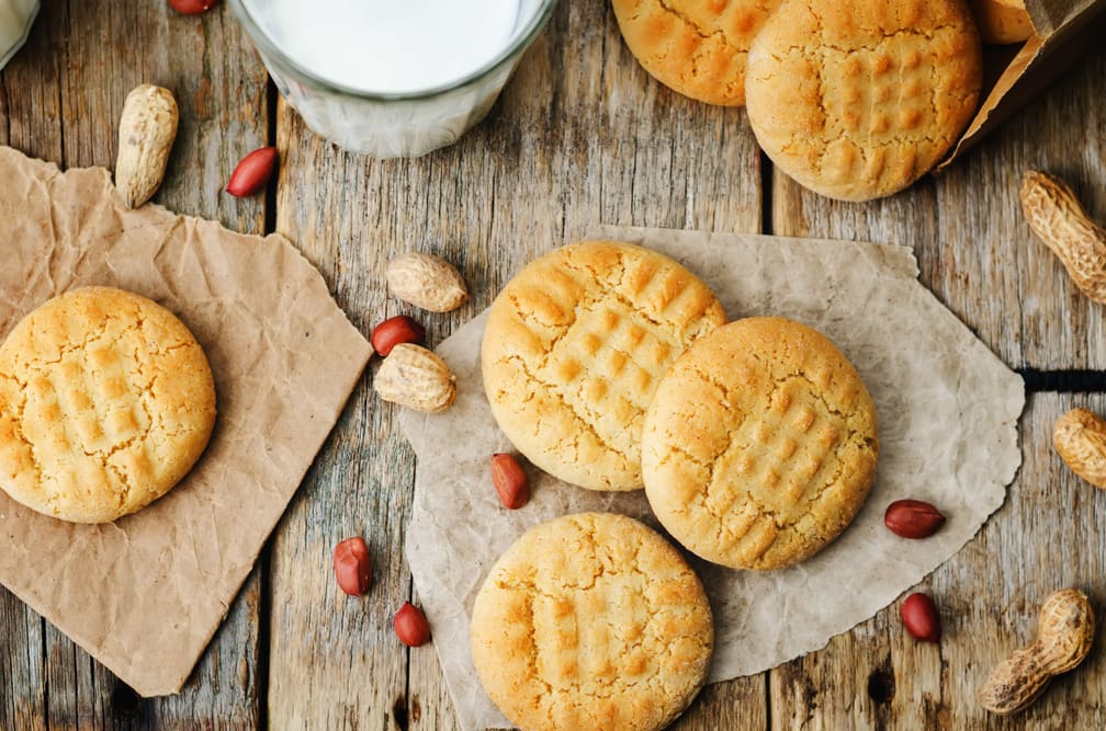 Honey Peanut Butter Cookies with a glass of milk