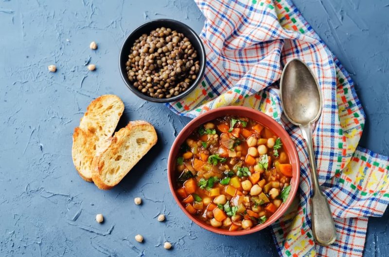 Moroccan Chickpea Soup with side of bread